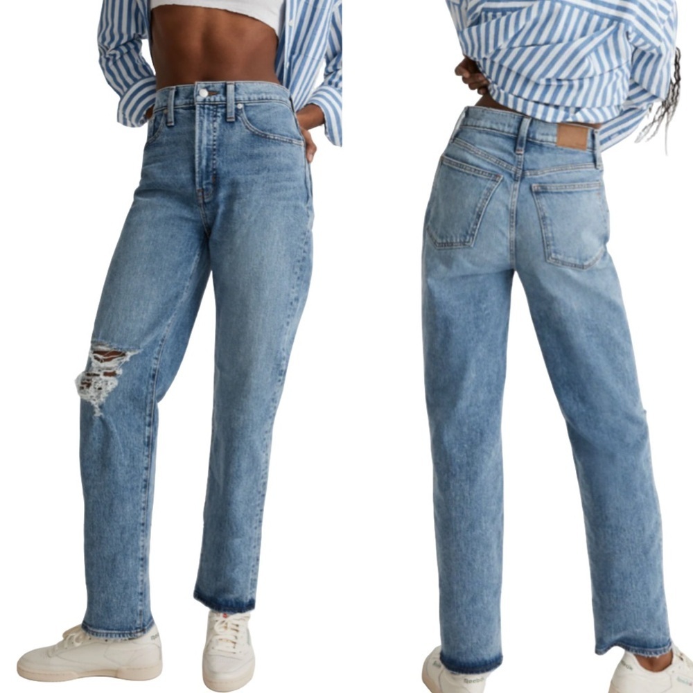 Madewell The Perfect Vintage Straight Jean High Rise Size 26 Cotton Stretch Blue